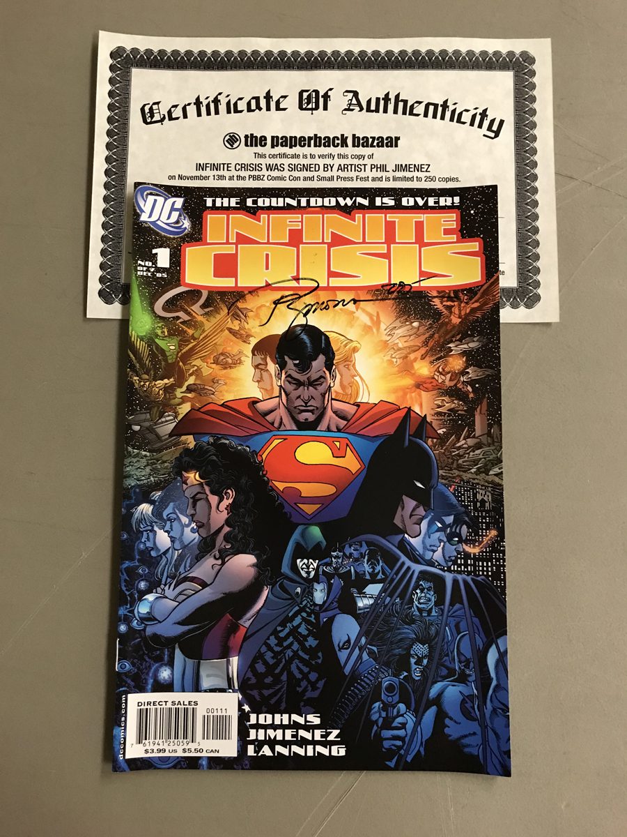 Infinite Crisis #1 Perez Variant Signed by Phil Jimenez (With Certificate of Authenticity)