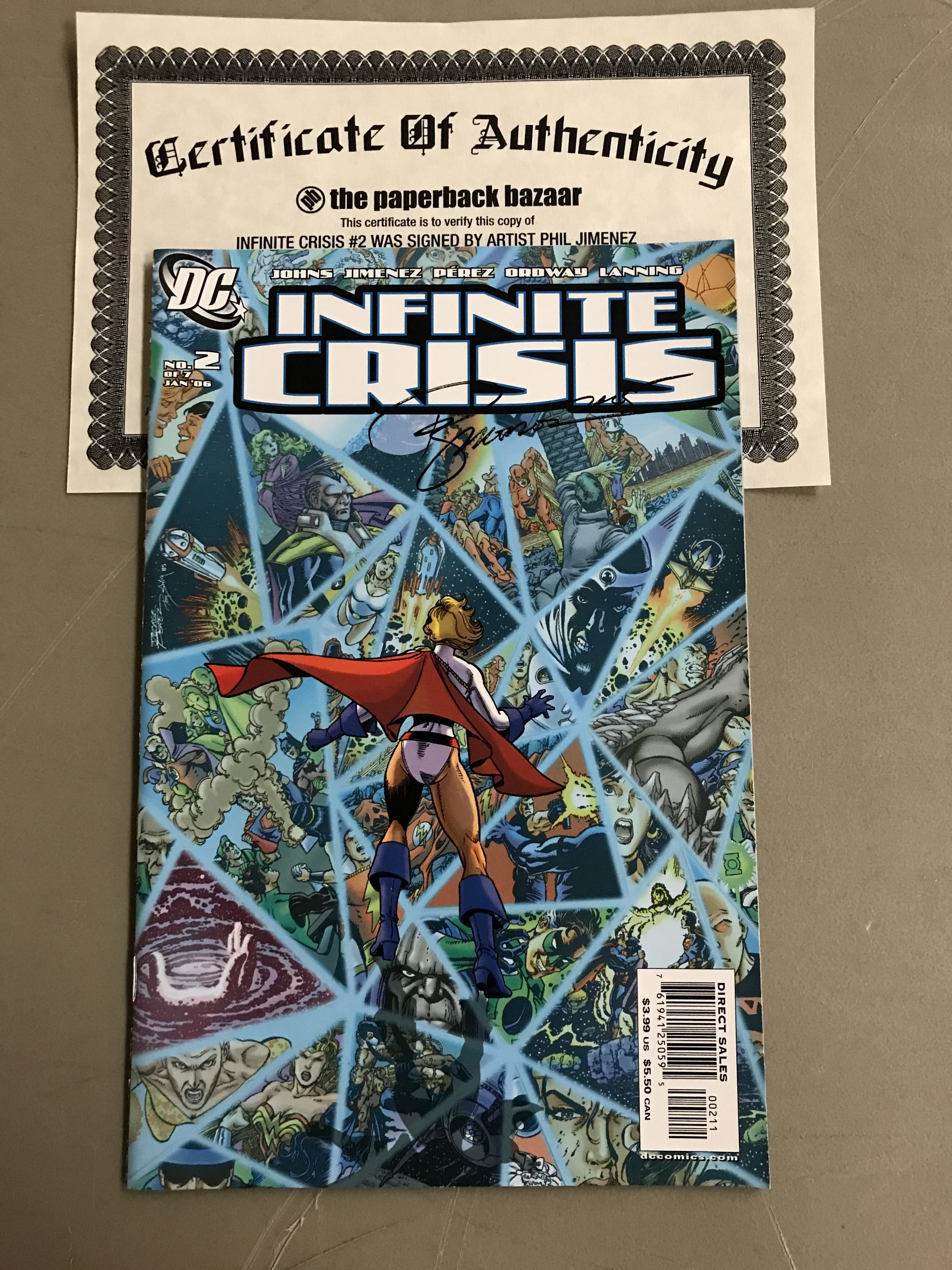 Infinite Crisis #2 Perez Variant Signed by Phil Jimenez (With Certificate of Authenticity)