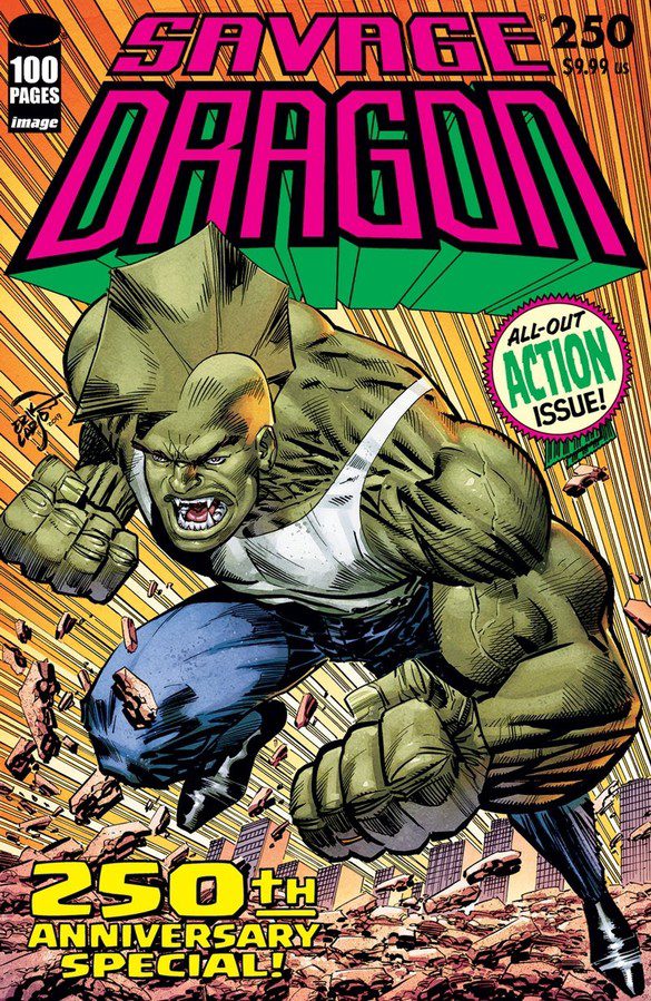 SAVAGE DRAGON #250 with Savage Dragon Sketch by Rich Woodall (and signed)