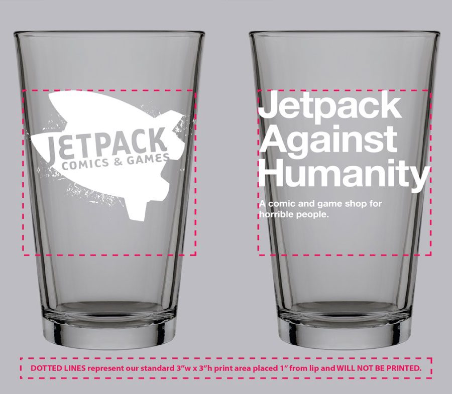 Jetpack Pint Glass (Jetpack Against Humanity)
