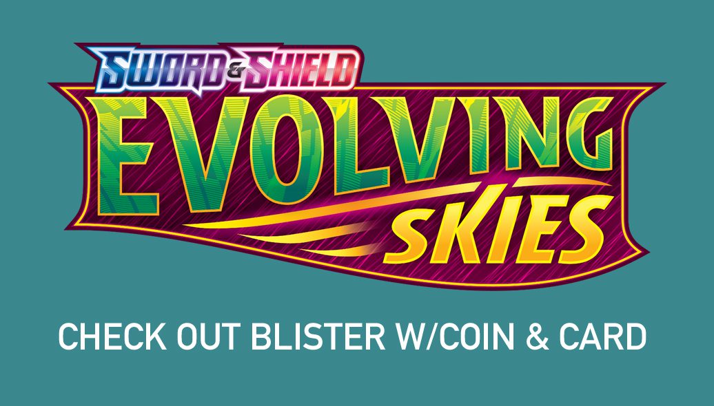 POKEMON EVOLVING SKIES check out blister w/coin & card Wave 3