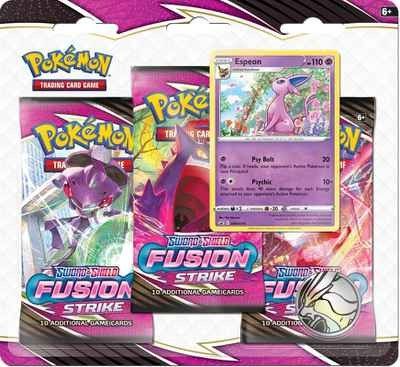 Pokemon: FUSION STRIKE 3 pack blister w/coin & card