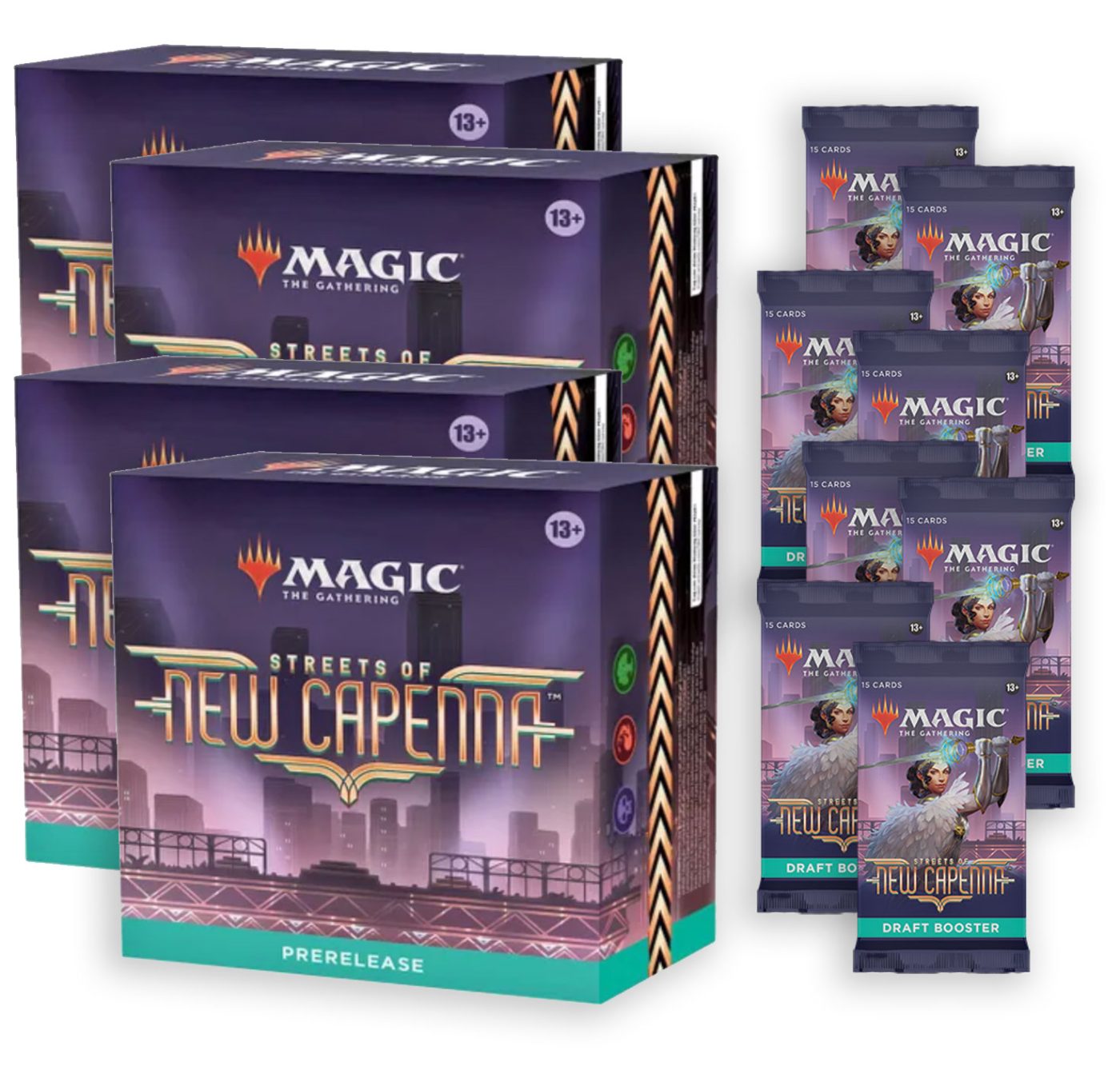MAGIC STREETS OF NEW CAPENNA 4x PRERELEASE PACKS w/8 boosters