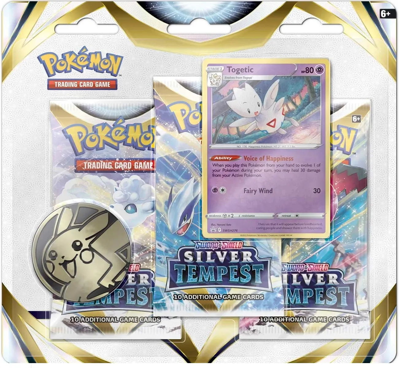 POKEMON SILVER TEMPEST 3 pack blister w/coin & card