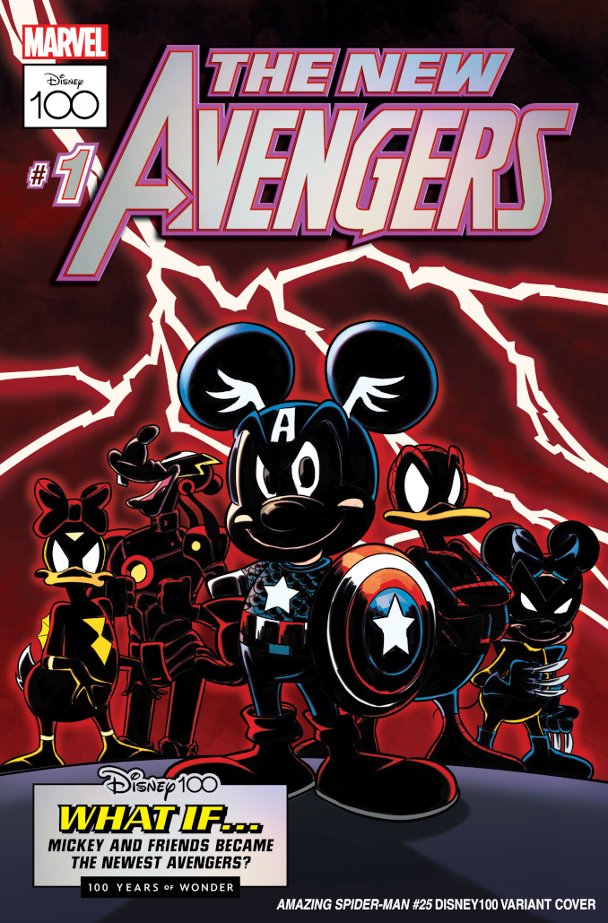 DISNEY 100 YEARS NEW AVENGERS #1 VARIANT COVER – (Amazing Spider-Man #25 ships 5/3 )