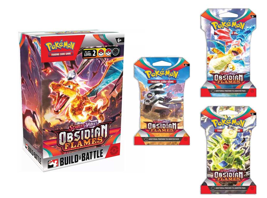 POKEMON Scarlet & Violet: Obsidian Flames PRERELEASE TAKE HOME BUILD & BATTLE PACK w/3 boosters – Available 7/29/23 & Shipping 8/7
