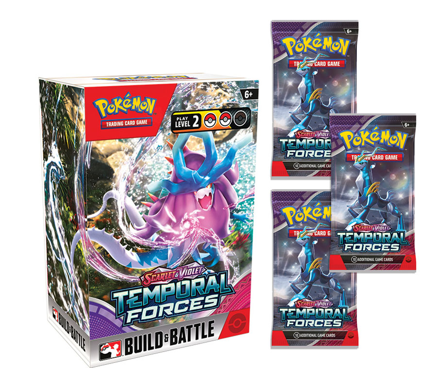 POKEMON SCARLET & VIOLET: TEMPORAL FORCES TAKE HOME PRERELEASE IN-STORE PRERELEASE EVENT- 1 BUILD & BATTLE KIT + 3 ADDITIONAL BOOSTER PACKS (3/10 @ 2 PM / 3/14 @ 6 PM)