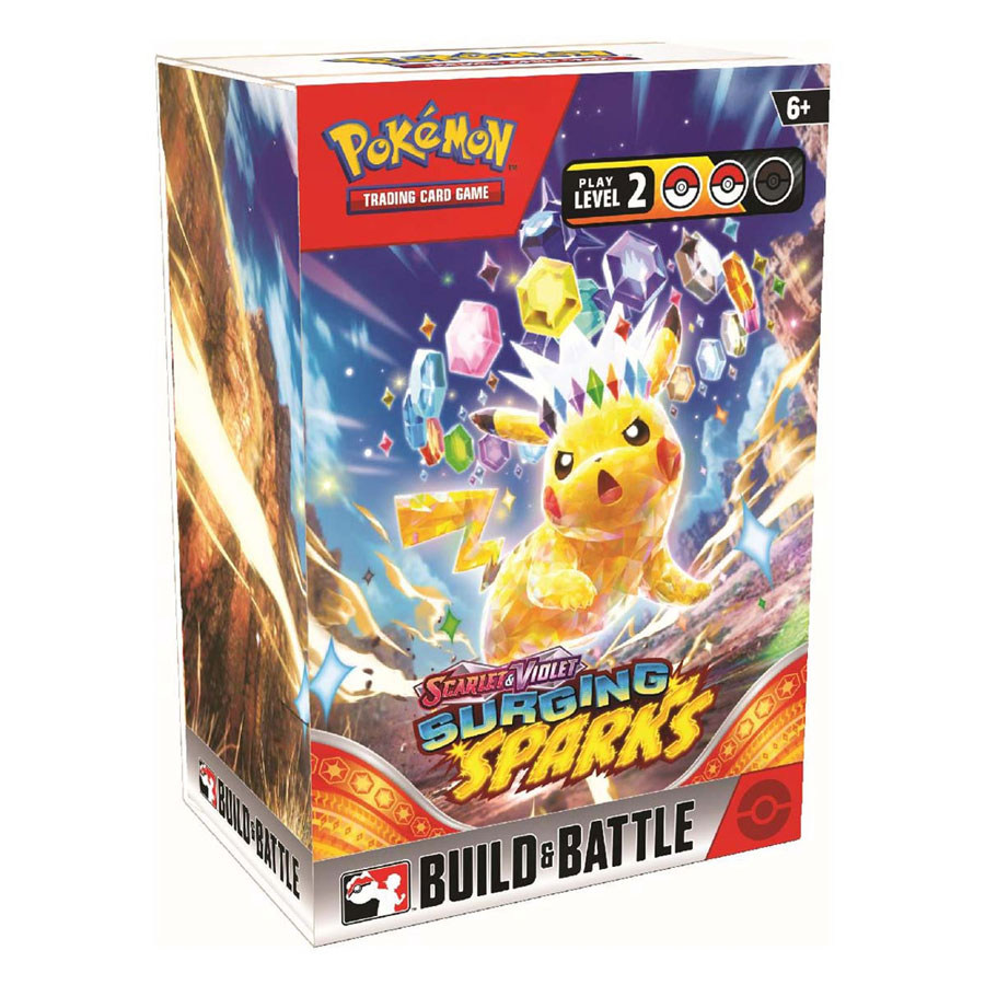 POKEMON SCARLET & VIOLET: SURGING SPARKS TAKE HOME BUILD & BATTLE PACK (SOLO)  –  Available for pick up 10/26